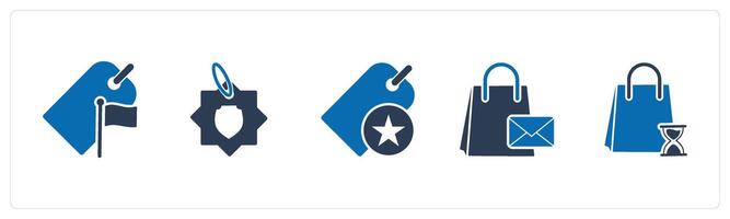A set of 5 Business icons as flag tag, settings, favorite tag vector