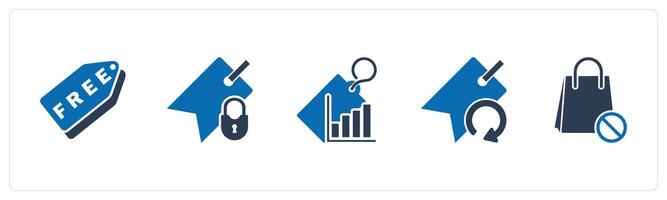 A set of 5 Business icons as free tag, tag security, revenue tag vector
