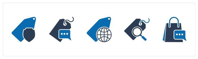 A set of 5 Business icons as tag security, message icon, vector