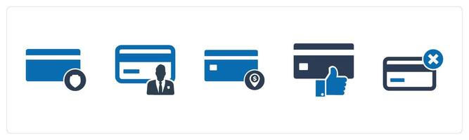 A set of 5 Business icons as card security, card owner, card payment vector