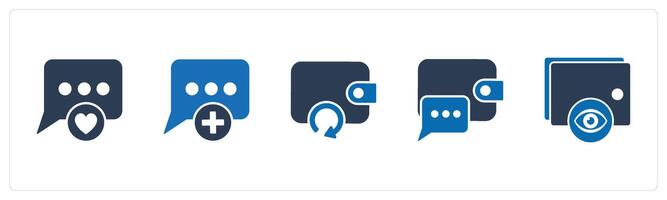 A set of 5 Business icons as favorite message, add message, update wallet vector