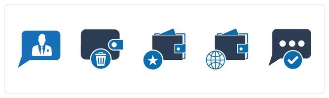 A set of 5 Business icons as user, remove money, favorite wallet vector