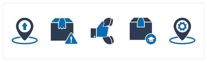 A set of 5 Business icons as pointer, order alert, phone receiver vector