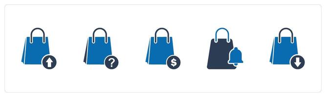 A set of 5 Business icons as download shopping, shopping query, financial bag vector