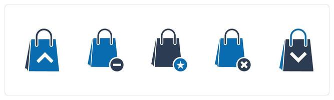 A set of 5 Business icons as delivery email, remove item, favorite bag vector