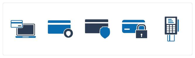 A set of 5 Business icons as online payment, card security, card swipe machine vector
