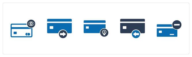 A set of 5 Business icons as view card, send card, card payment vector