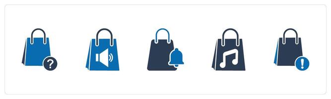 A set of 5 Business icons as shopping query, speaker shopping, shopping notification vector