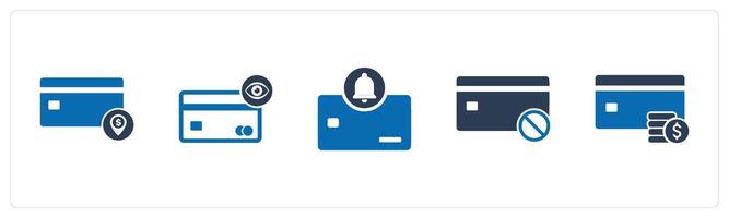 A set of 5 Business icons as card payment, view card, card notification vector