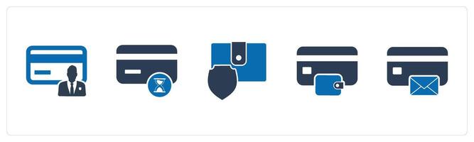 A set of 5 Business icons as card owner, shopping time, money securit vector