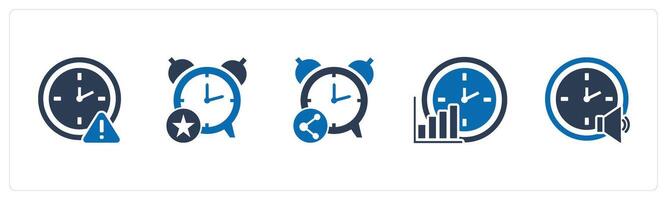 A set of 5 business icons as time maintenance, favorite time, share time vector