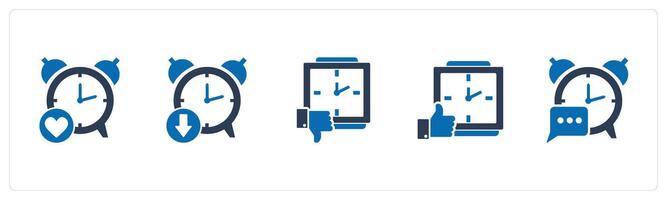 A set of 5 business icons as favorite clock, down time, like time vector