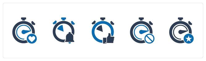 A set of 5 business icons as favorite time, time notification, like time vector