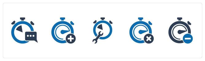 A set of 5 business icons as message time, add time, time settings vector