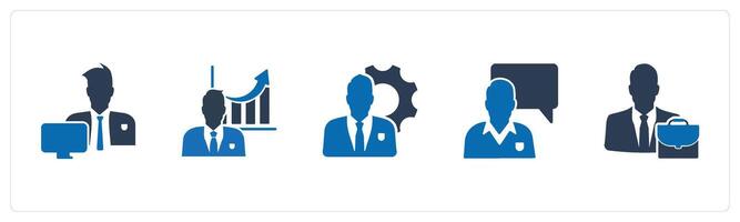 A set of 5 business icons as office work, business growth, business management vector