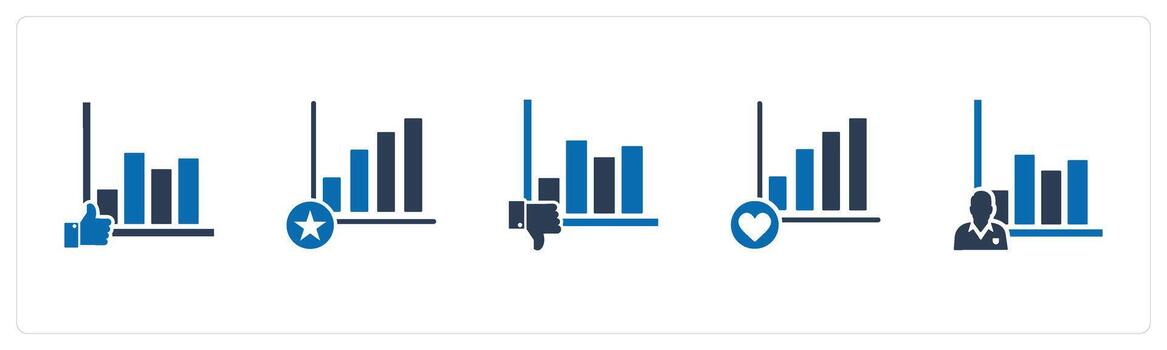un conjunto de 5 5 negocio íconos como me gusta grafico, favorito grafico, disgusto grafico vector