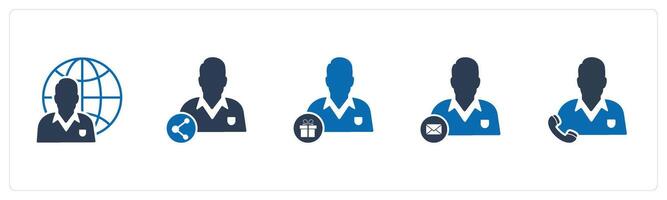 A set of 5 business icons as global business, share owner, business present vector