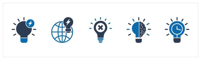 A set of 5 business icons as fast idea, generate idea, wrong idea vector