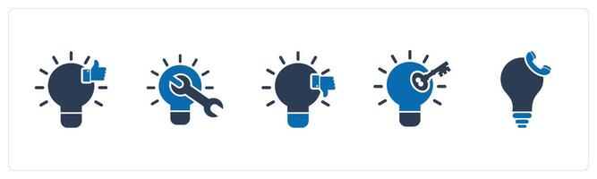 A set of 5 business icons as like idea, fix idea, dislike idea vector