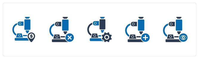 A set of 5 business icons as financial miscroscope, remove microscope, microscope vector
