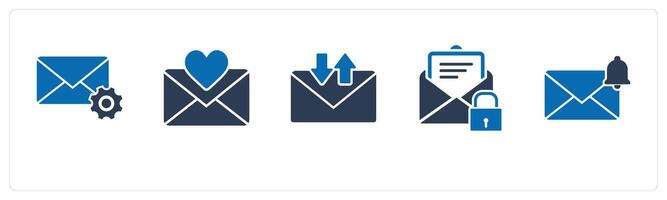 A set of 5 business icons as message setting, favorite message, message vector