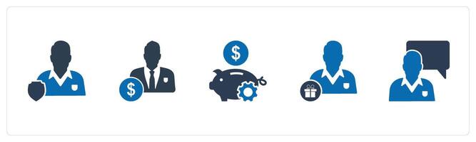 A set of 5 business icons as user security, accountant, bank settings vector