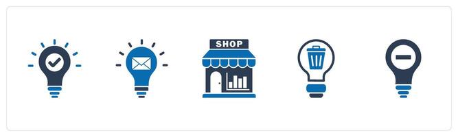 A set of 5 business icons as approve idea, message idea, revenue store vector
