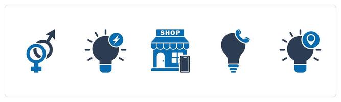 A set of 5 business icons as gender, fast idea, m commerce vector
