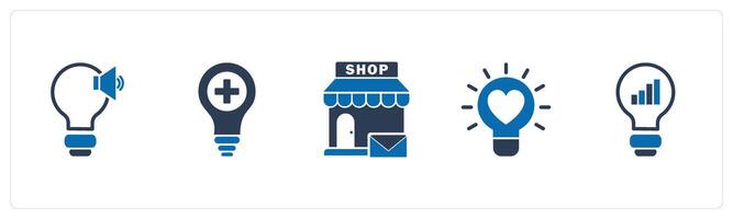 A set of 5 business icons as sound creation, create idea, email shoppin vector