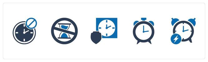 A set of 5 business icons as clock prohibited, no patience, time security vector