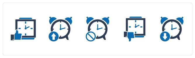 A set of 5 business icons as dislike time, up time, time prohibited vector