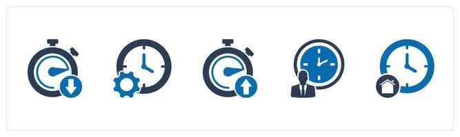 A set of 5 business icons as down time, time management, up time vector