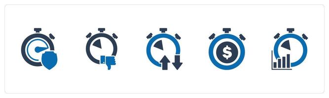 A set of 5 business icons as time security, like time, synchronize time vector