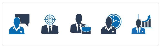 A set of 5 business icons as business conversation, business target, business portfolio vector
