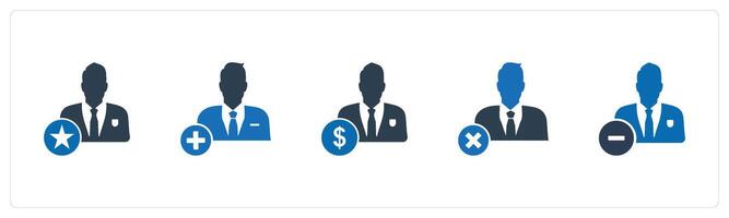 A set of 5 business icons as star employee, add user, accountant vector
