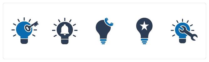 A set of 5 business icons as key point, idea notification, calling idea vector