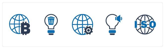 A set of 5 business icons as global currency, recycle idea vector