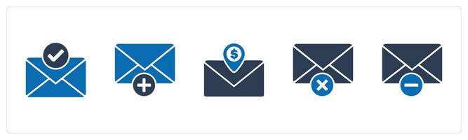 A set of 5 business icons as right message, add message, finance message vector
