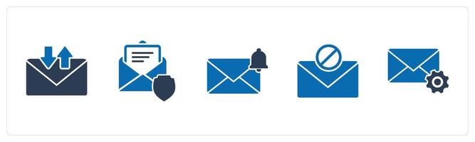 A set of 5 business icons as message, message security, message notification vector