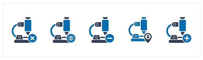 A set of 5 business icons as remove microscope, view microscope, financial microscope vector