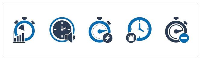 A set of 5 business icons as business management, time speaker, fast time vector