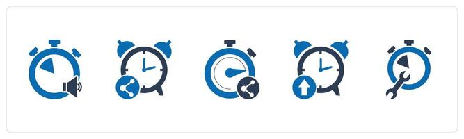 A set of 5 business icons as speaker time, share time, up time vector