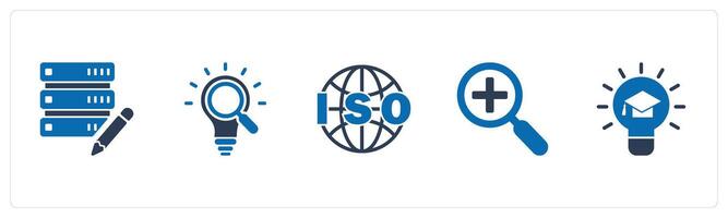 A set of 5 business icons as edit server, search idea, iso vector