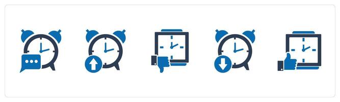 A set of 5 business icons as message alarm, up time, like time vector