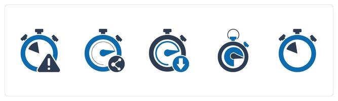 A set of 5 business icons as time maintenance, share time, down time vector