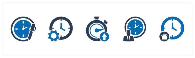 A set of 5 business icons as edit time, time management, up time vector