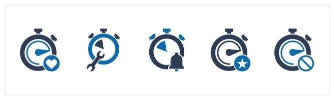 A set of 5 business icons as favorite time, time settings, time notification vector