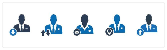 A set of 5 business icons as download profile, synchronization profile, business message vector
