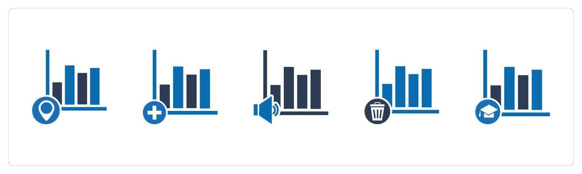 un conjunto de 5 5 negocio íconos como grafico ubicación, añadir grafico, altavoz grafico vector