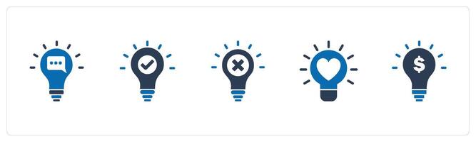 A set of 5 business icons as message idea, approve idea, wrong idea vector
